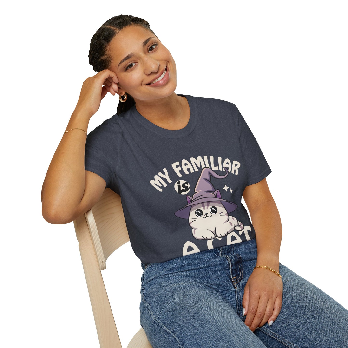 My Familiar is a Cat - Softstyle T-Shirt for Men and Women