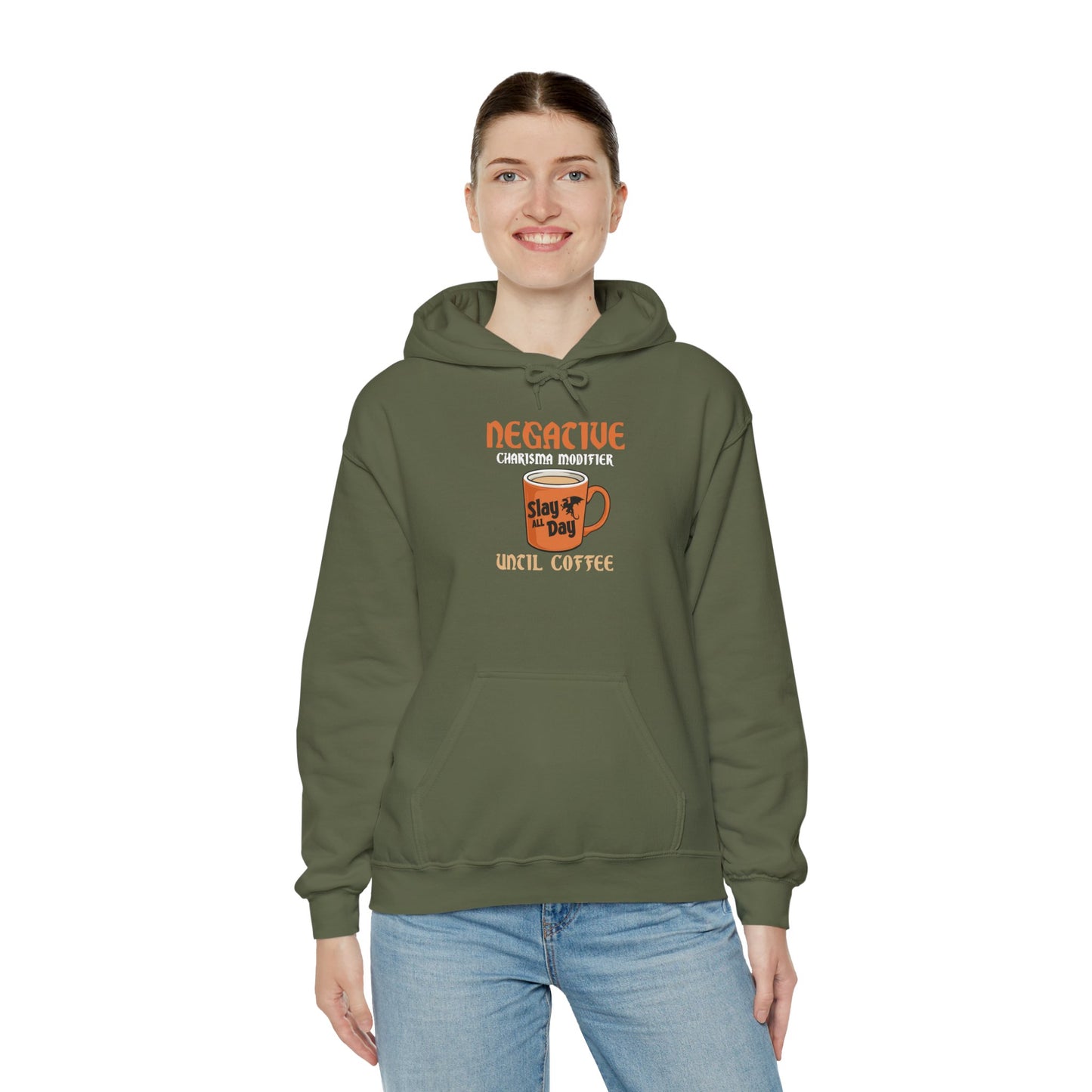 Negative Charisma Modifier Until Coffee - Heavy Blend™ Hooded Sweatshirt for Men and Women