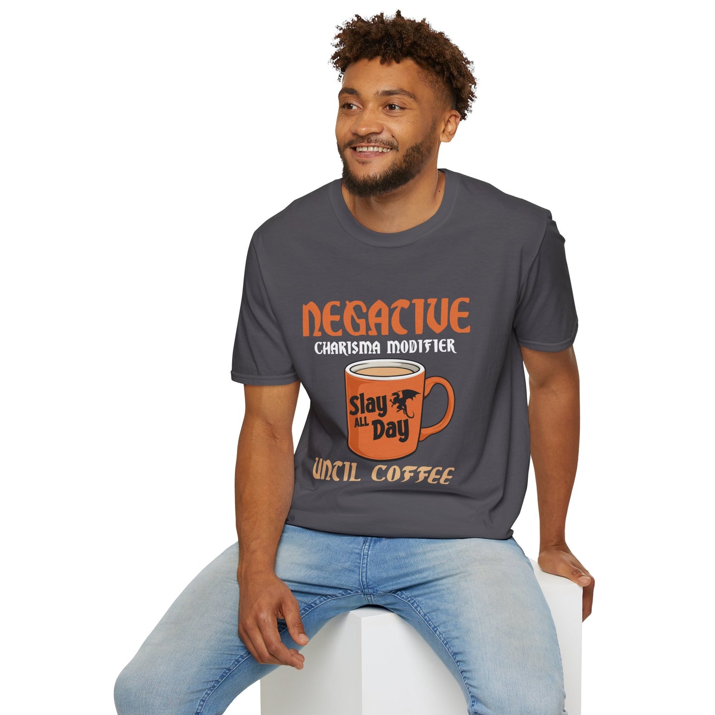 Negative Charisma Modifier Until Coffee - Softstyle T-Shirt for Men and Women