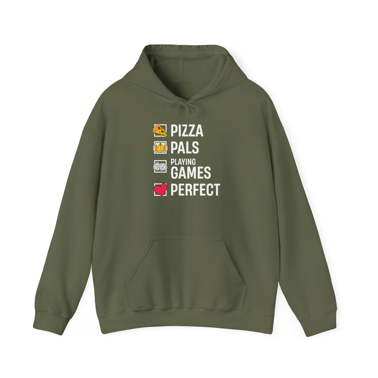 Pizza, Pals, Playing Games, Perfect - Heavy Blend™ Hoodie for Men and Women