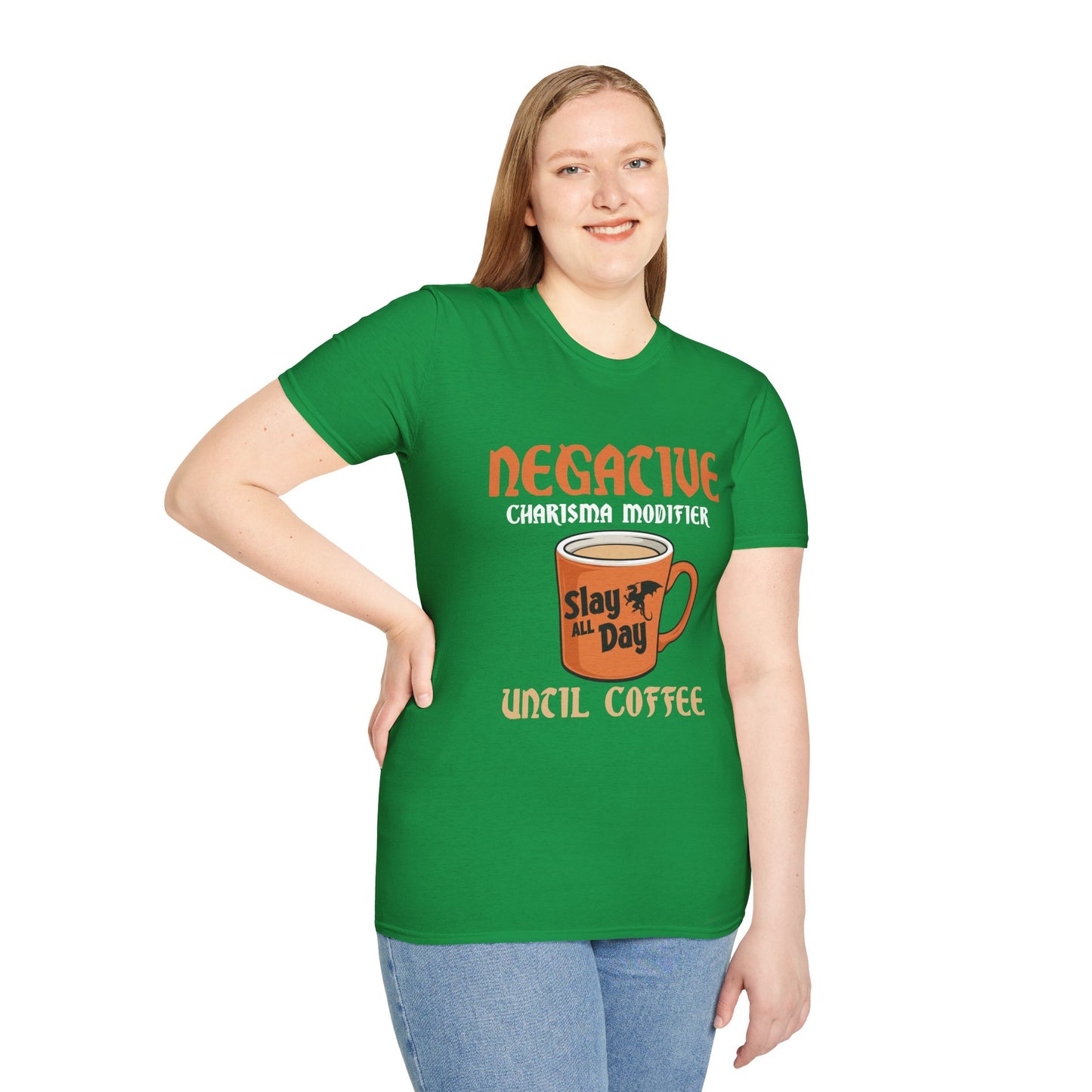 Negative Charisma Modifier Until Coffee - Softstyle T-Shirt for Men and Women