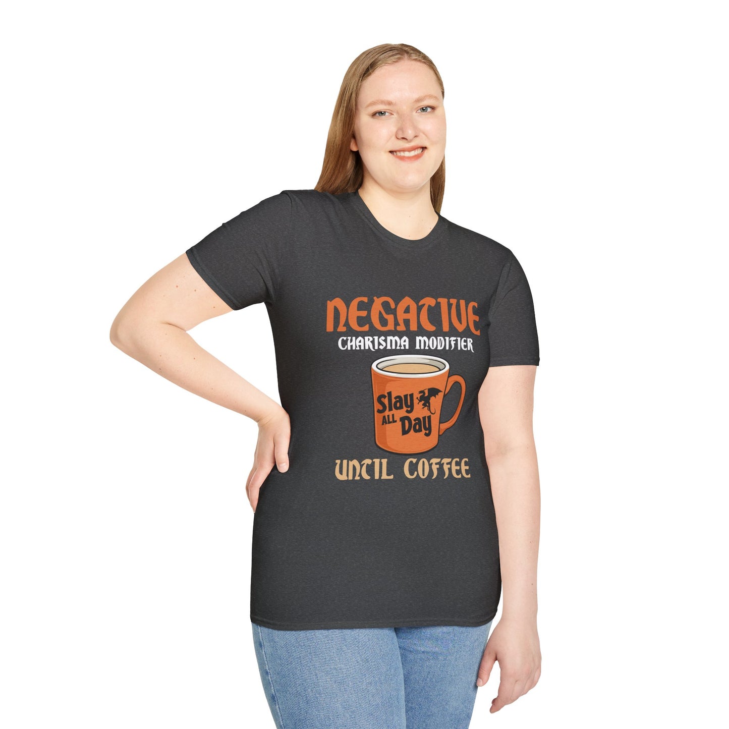 Negative Charisma Modifier Until Coffee - Softstyle T-Shirt for Men and Women