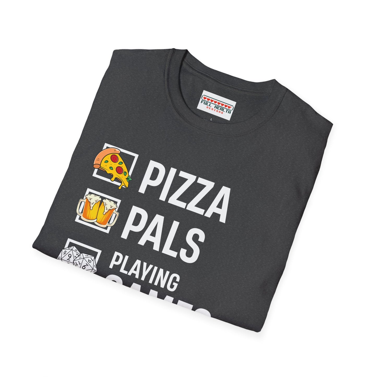Pizza, Pals, Playing Games, Perfect - Softstyle T-Shirt for Men and Women