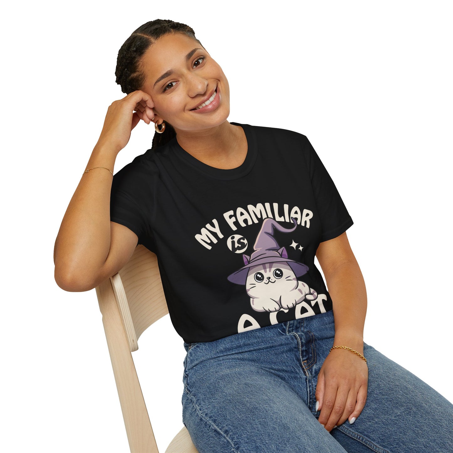 My Familiar is a Cat - Softstyle T-Shirt for Men and Women