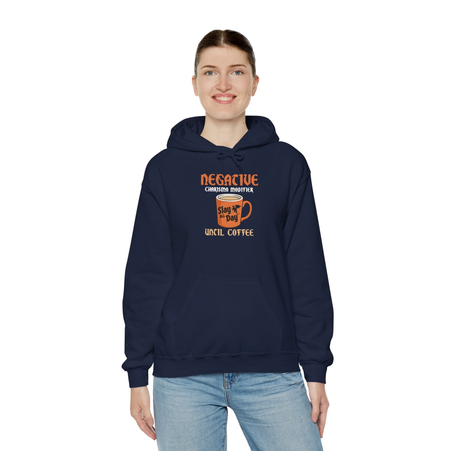 Negative Charisma Modifier Until Coffee - Heavy Blend™ Hooded Sweatshirt for Men and Women
