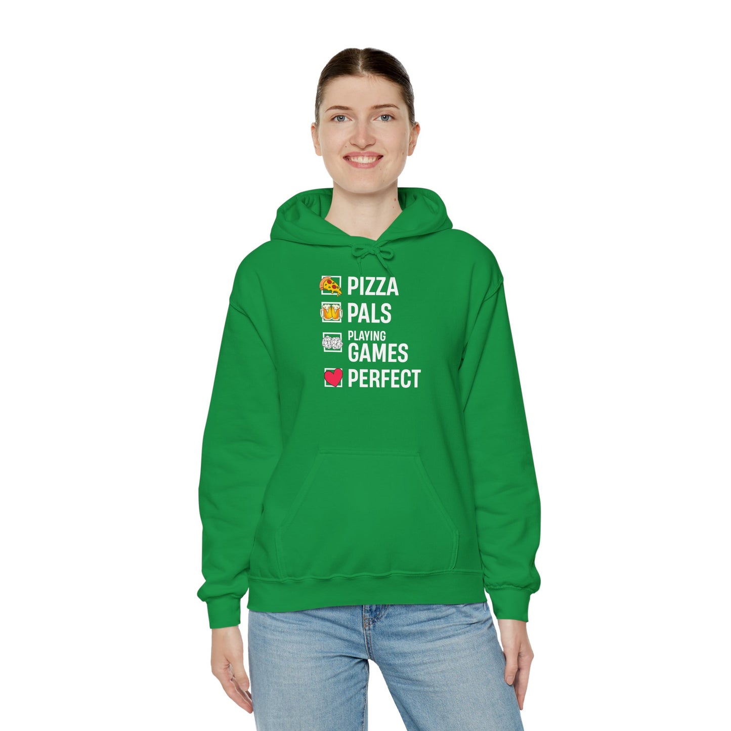 Pizza, Pals, Playing Games, Perfect - Heavy Blend™ Hoodie for Men and Women