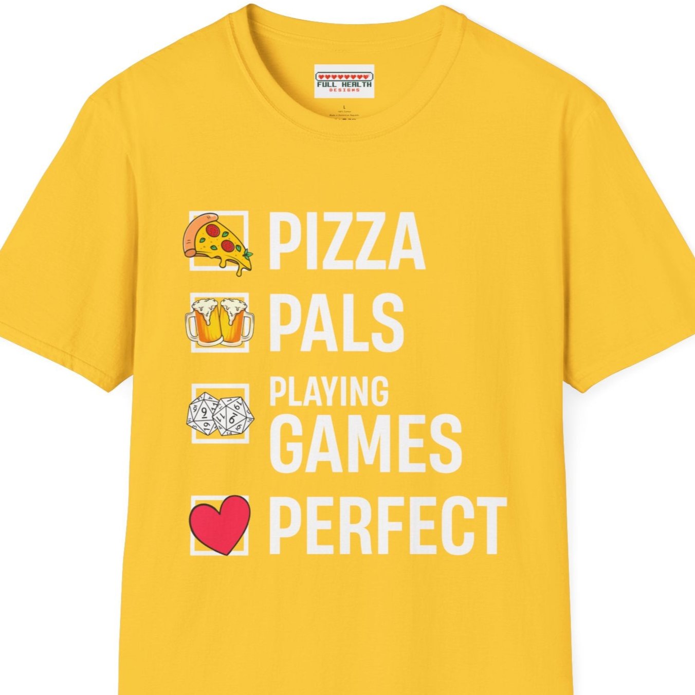 Pizza, Pals, Playing Games, Perfect - Softstyle T-Shirt for Men and Women
