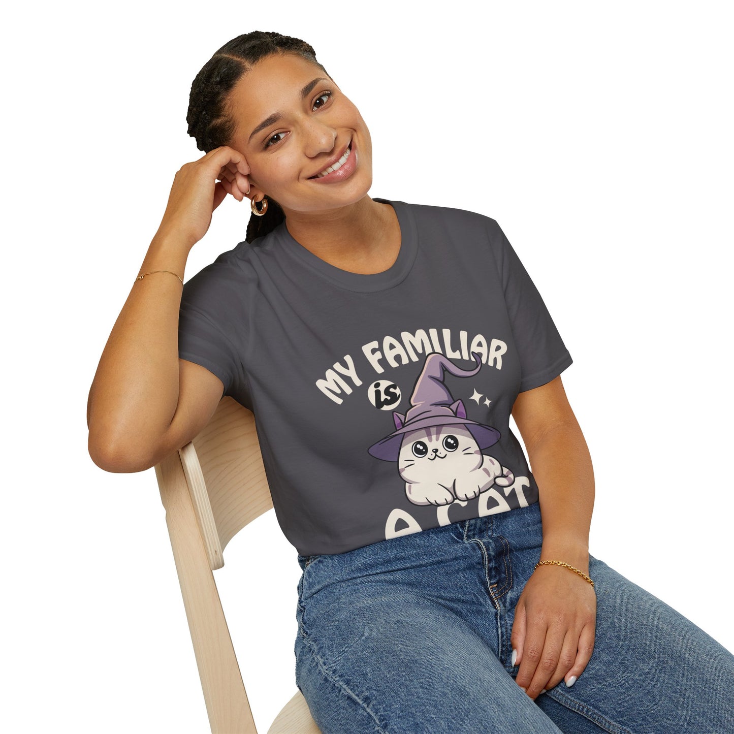 My Familiar is a Cat - Softstyle T-Shirt for Men and Women