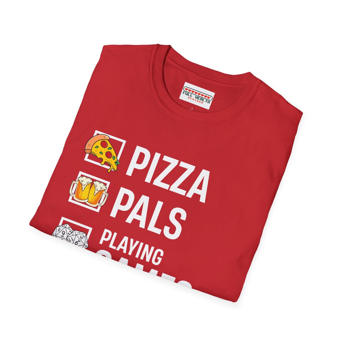 Pizza, Pals, Playing Games, Perfect - Softstyle T-Shirt for Men and Women