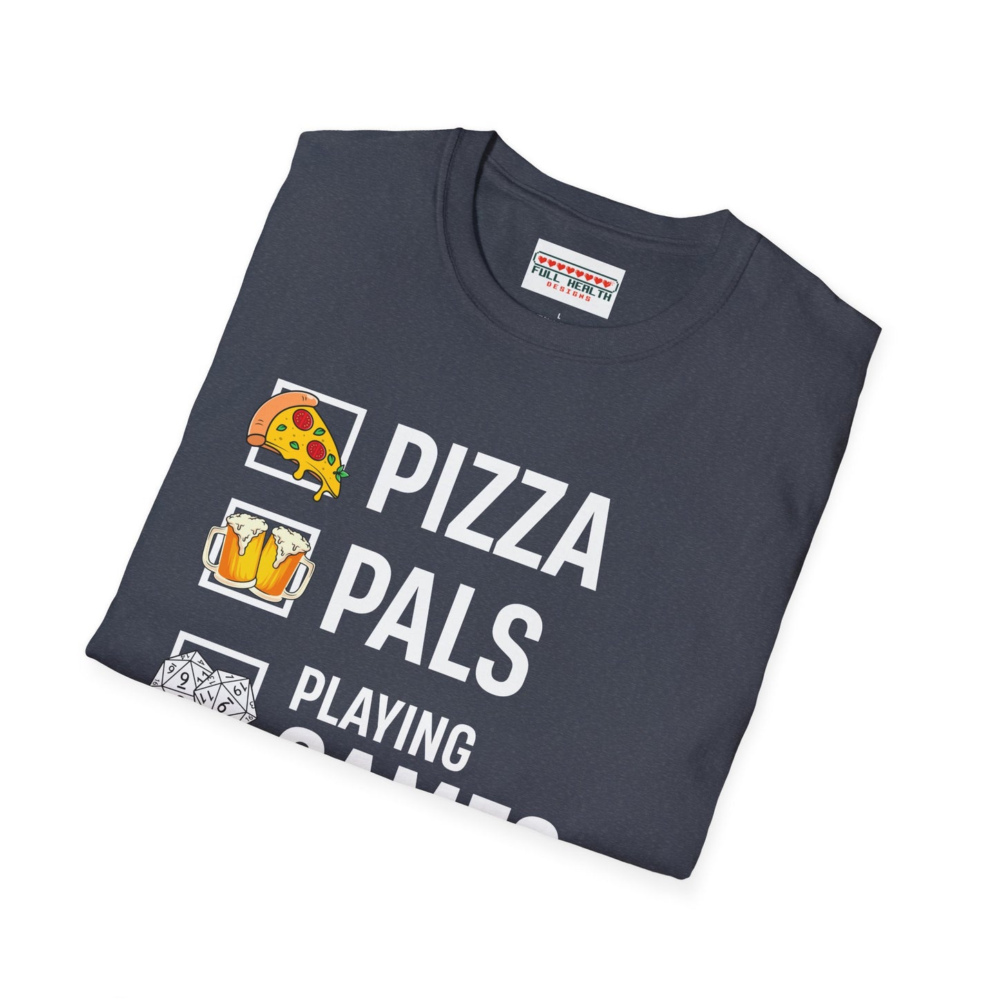 Pizza, Pals, Playing Games, Perfect - Softstyle T-Shirt for Men and Women