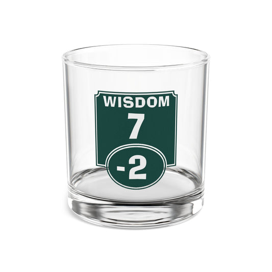 "Negative Wisdom Modifier" Rocks Glass Printify