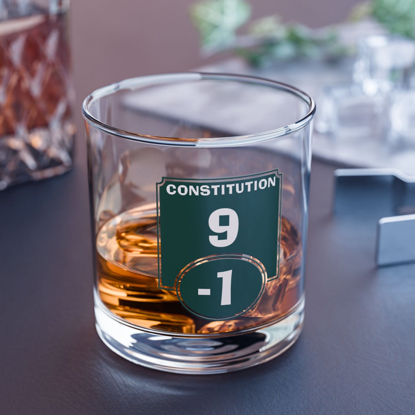 "Negative Constitution Modifier" Rocks Glass