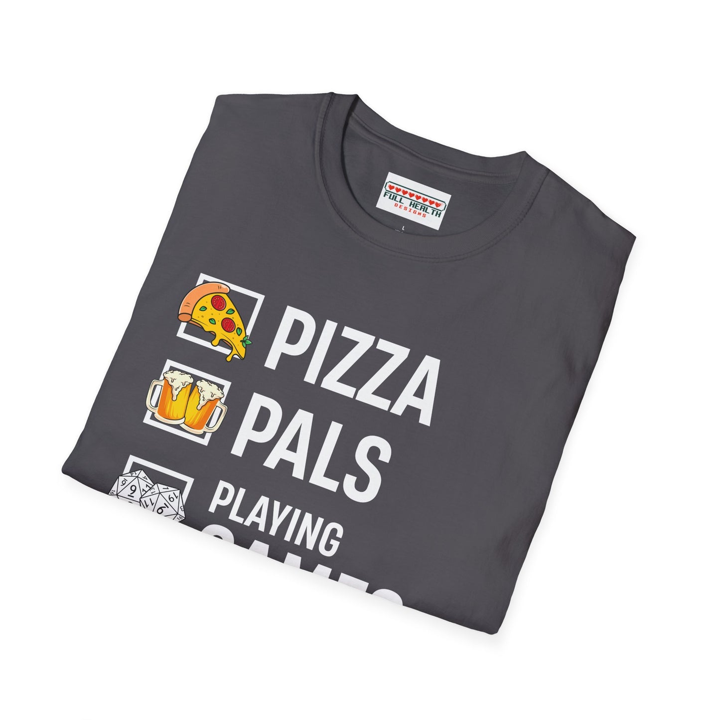 Pizza, Pals, Playing Games, Perfect - Softstyle T-Shirt for Men and Women