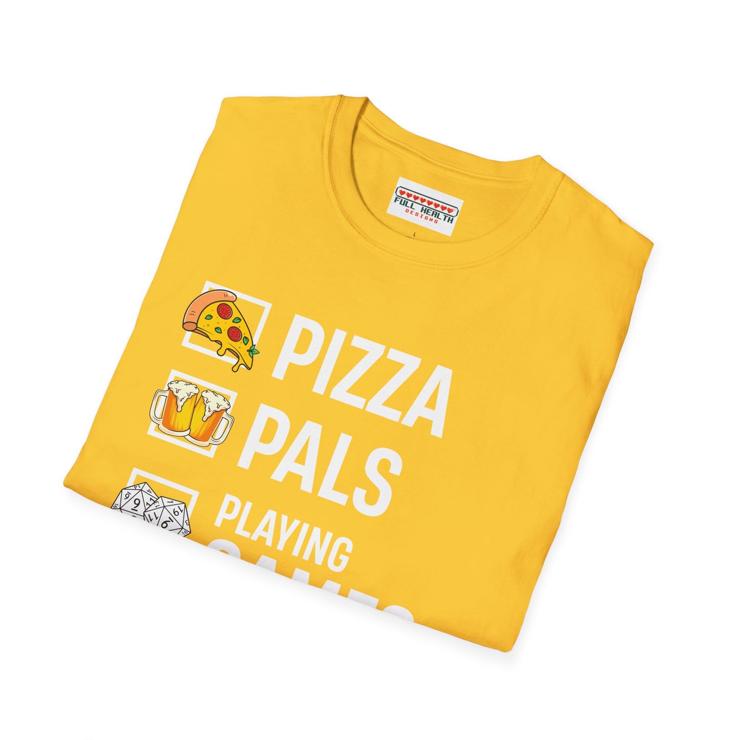 Pizza, Pals, Playing Games, Perfect - Softstyle T-Shirt for Men and Women