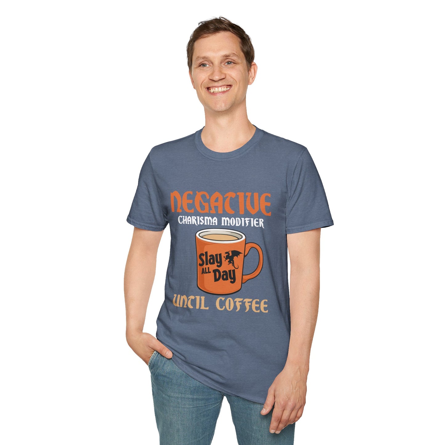 Negative Charisma Modifier Until Coffee - Softstyle T-Shirt for Men and Women