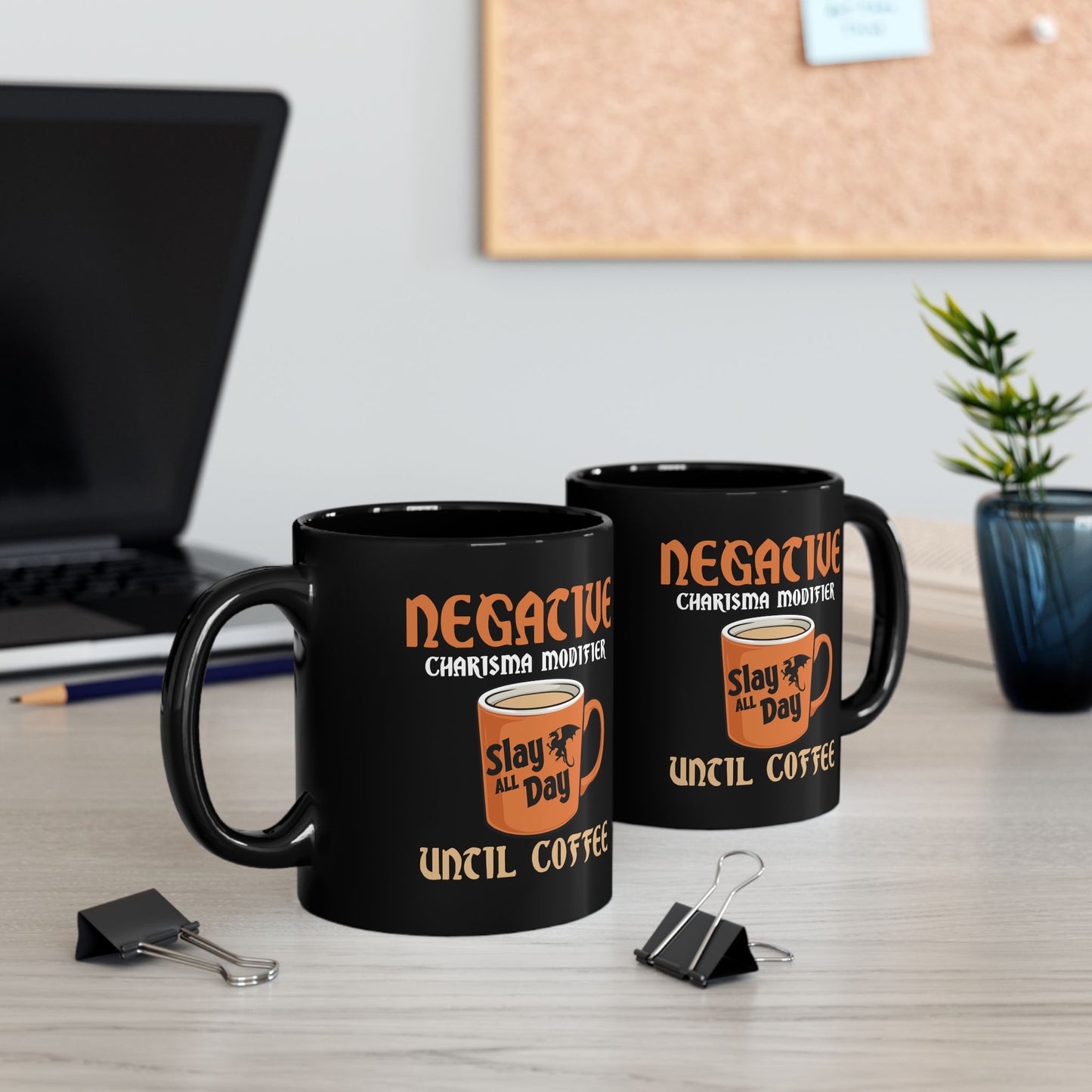 'Negative Charisma Modifier' Coffee Cup - DnD Dungeons and Dragons RPG Humor for Gamers