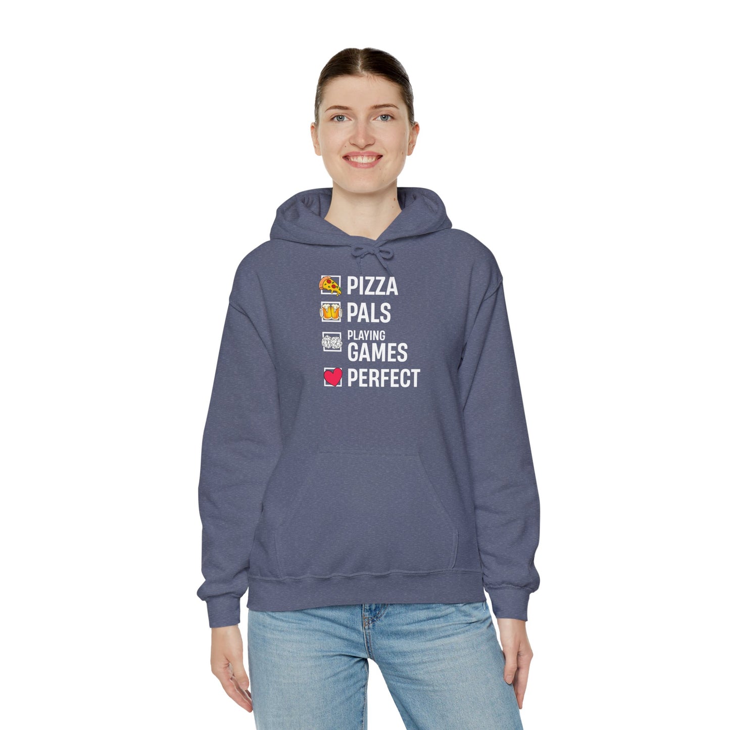 Pizza, Pals, Playing Games, Perfect - Heavy Blend™ Hoodie for Men and Women