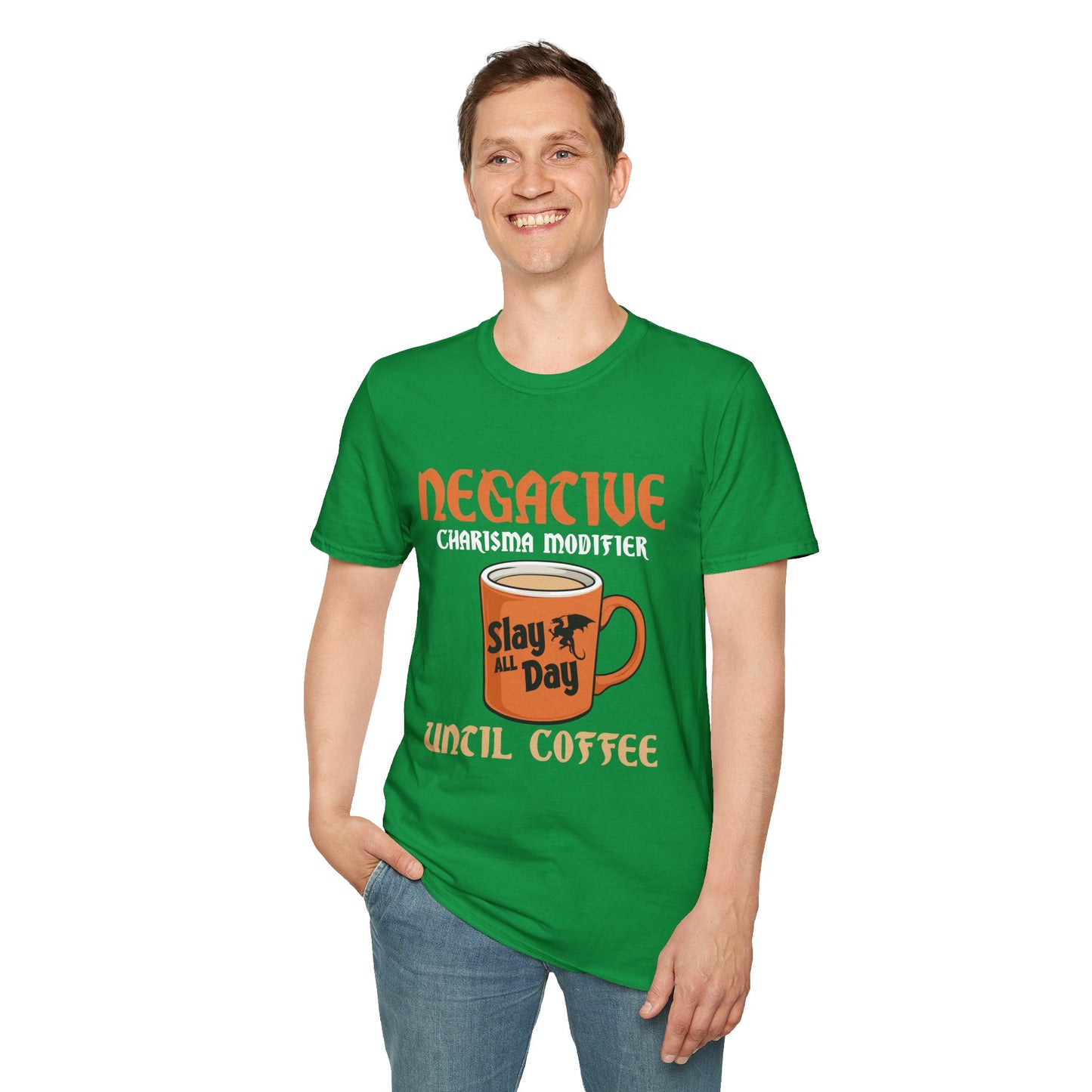 Negative Charisma Modifier Until Coffee - Softstyle T-Shirt for Men and Women