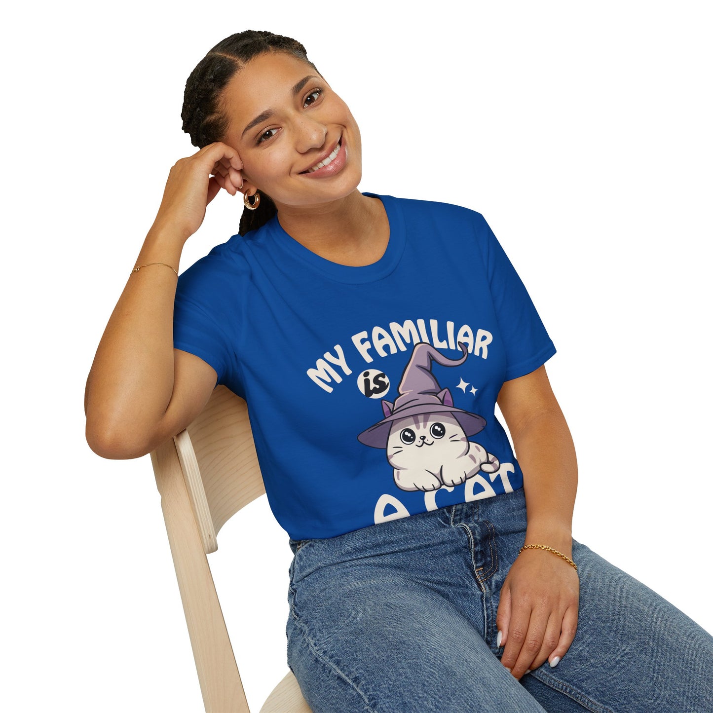 My Familiar is a Cat - Softstyle T-Shirt for Men and Women