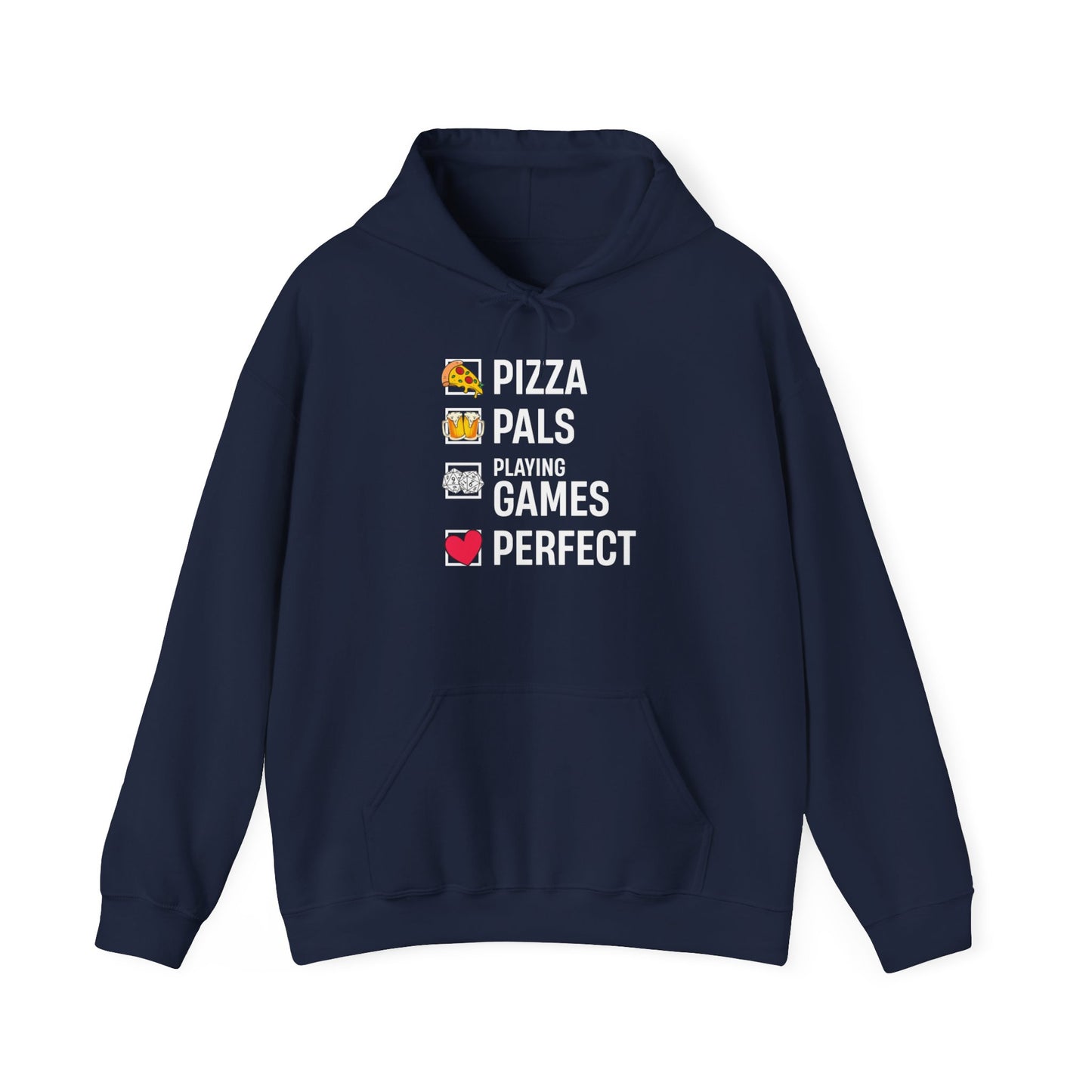Pizza, Pals, Playing Games, Perfect - Heavy Blend™ Hoodie for Men and Women