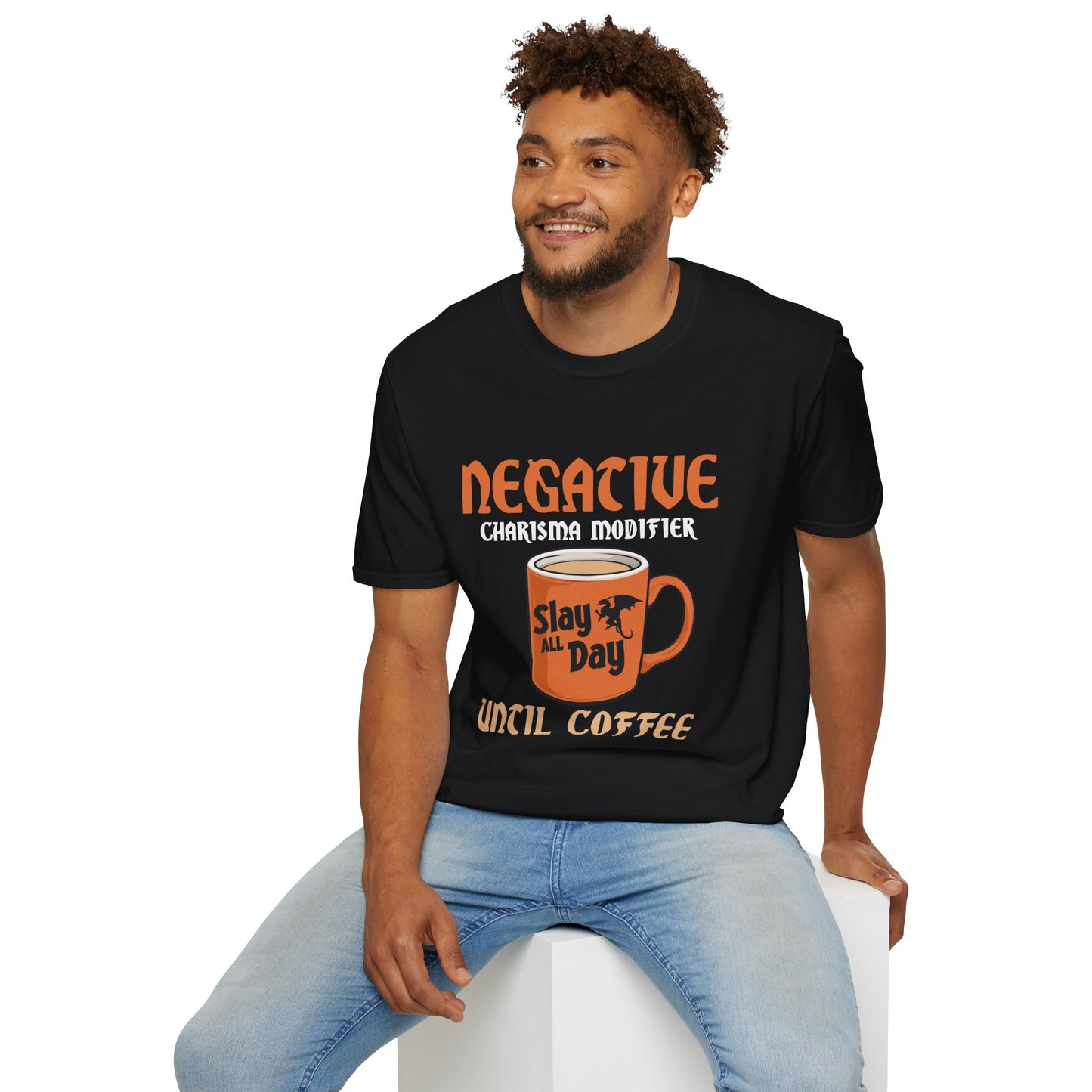 Negative Charisma Modifier Until Coffee - Softstyle T-Shirt for Men and Women
