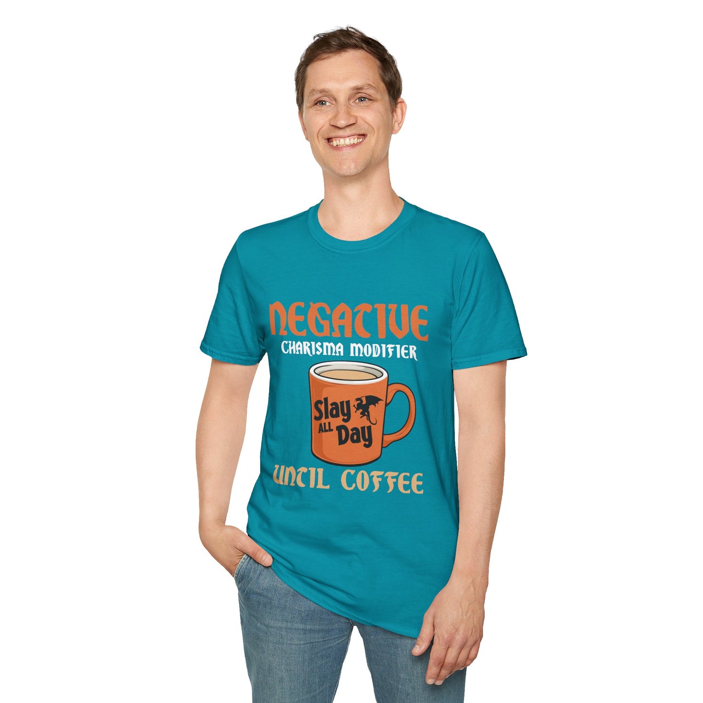 Negative Charisma Modifier Until Coffee - Softstyle T-Shirt for Men and Women