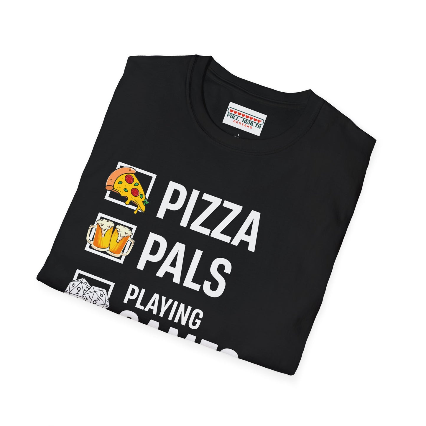 Pizza, Pals, Playing Games, Perfect - Softstyle T-Shirt for Men and Women