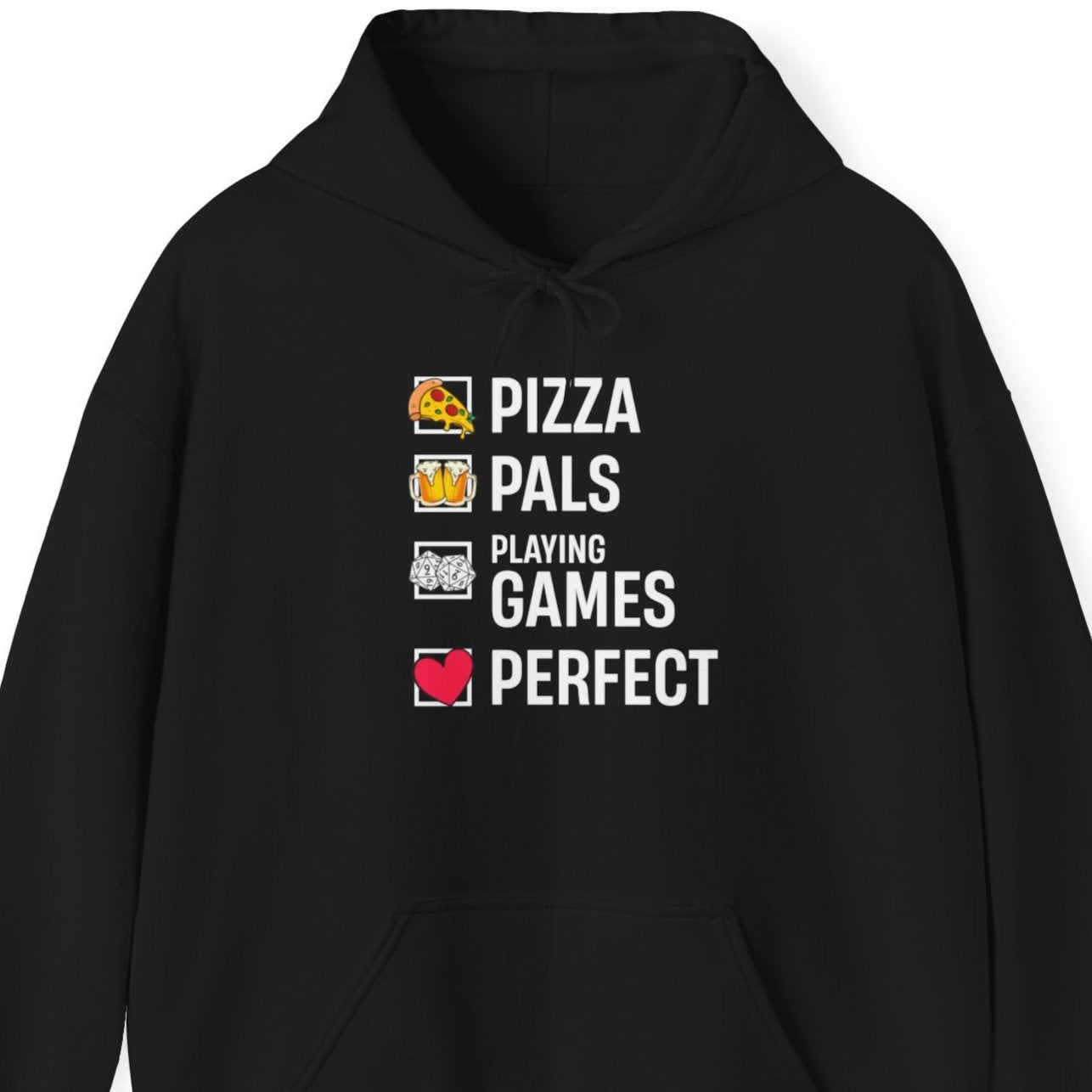 Pizza, Pals, Playing Games, Perfect - Heavy Blend™ Hoodie for Men and Women