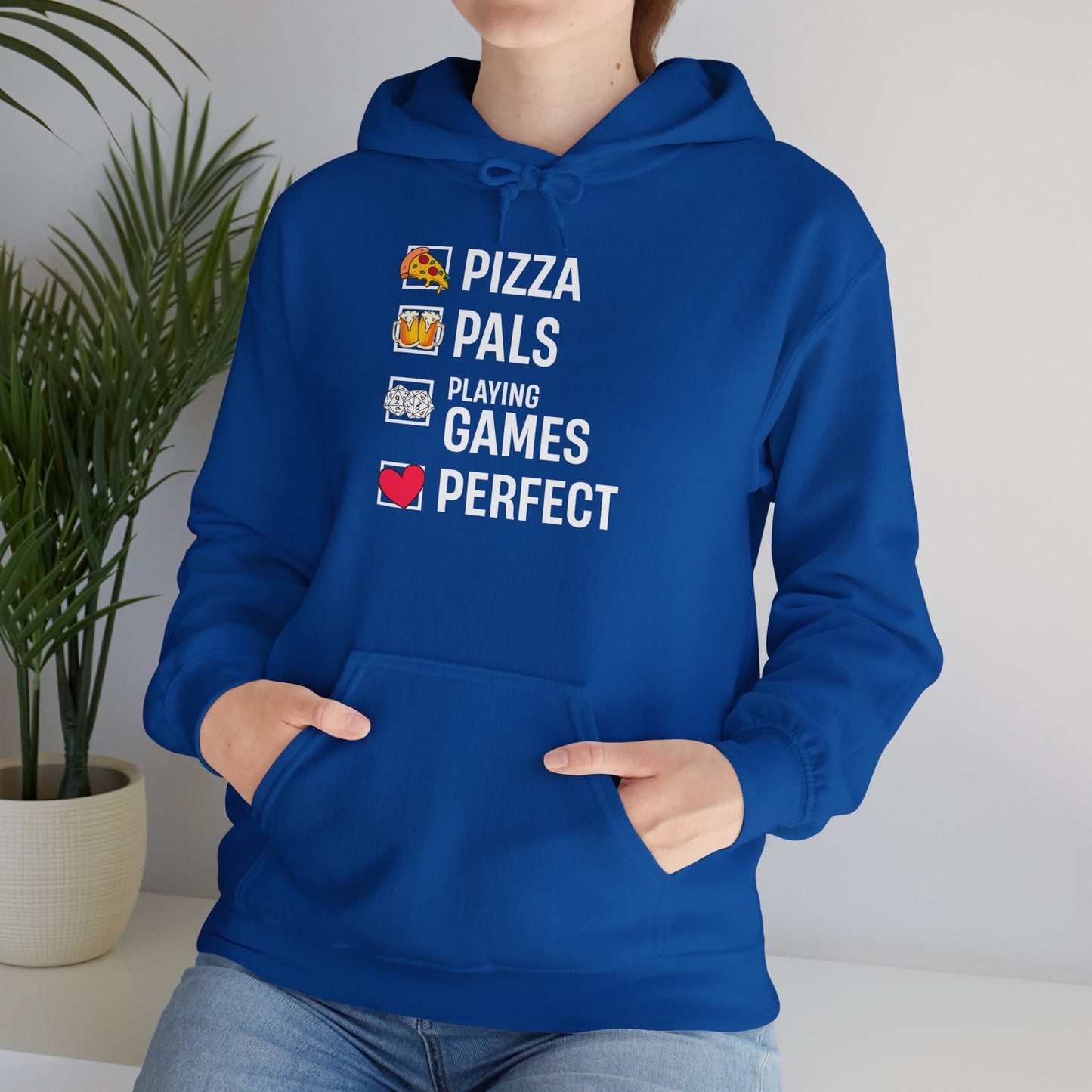 Pizza, Pals, Playing Games, Perfect - Heavy Blend™ Hoodie for Men and Women