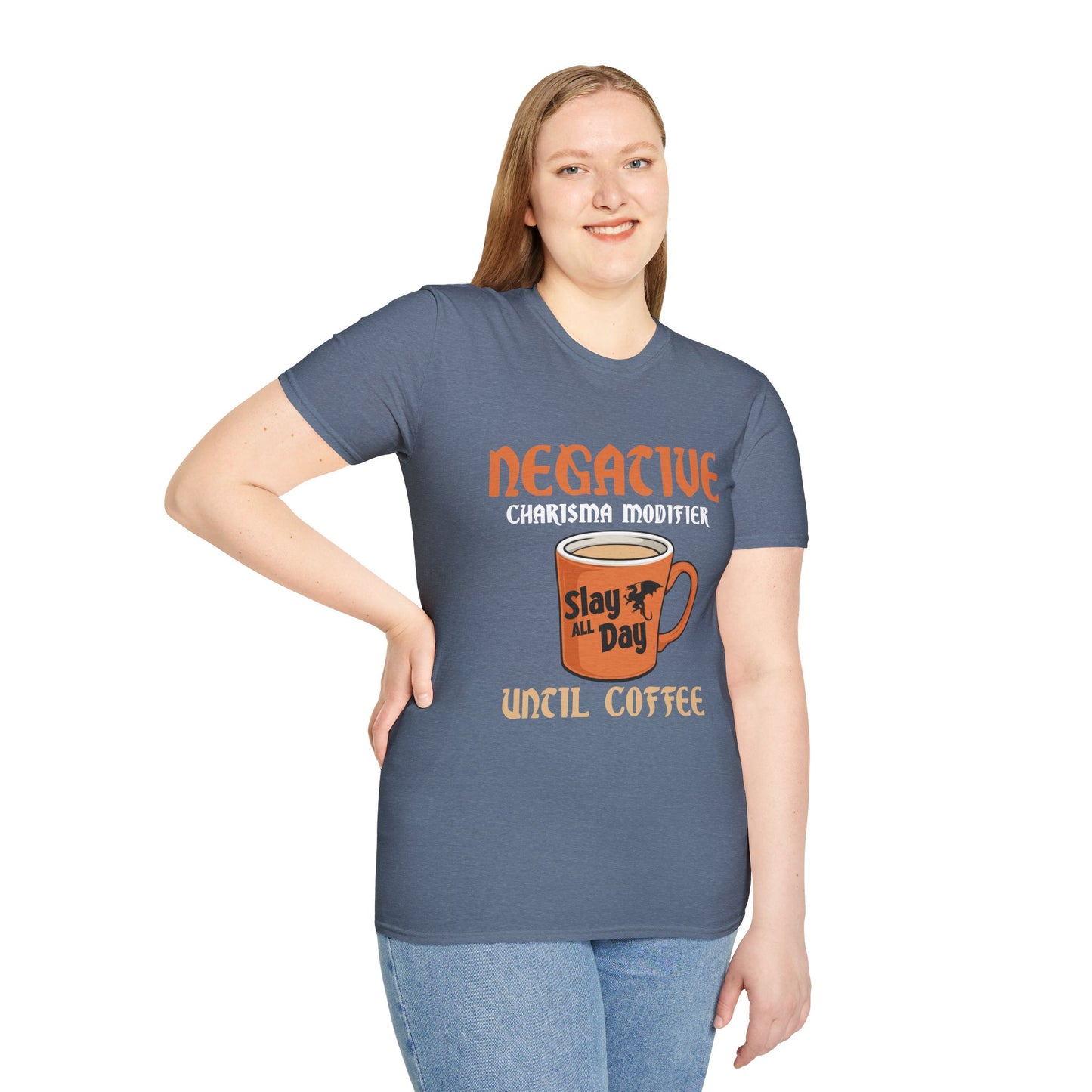 Negative Charisma Modifier Until Coffee - Softstyle T-Shirt for Men and Women