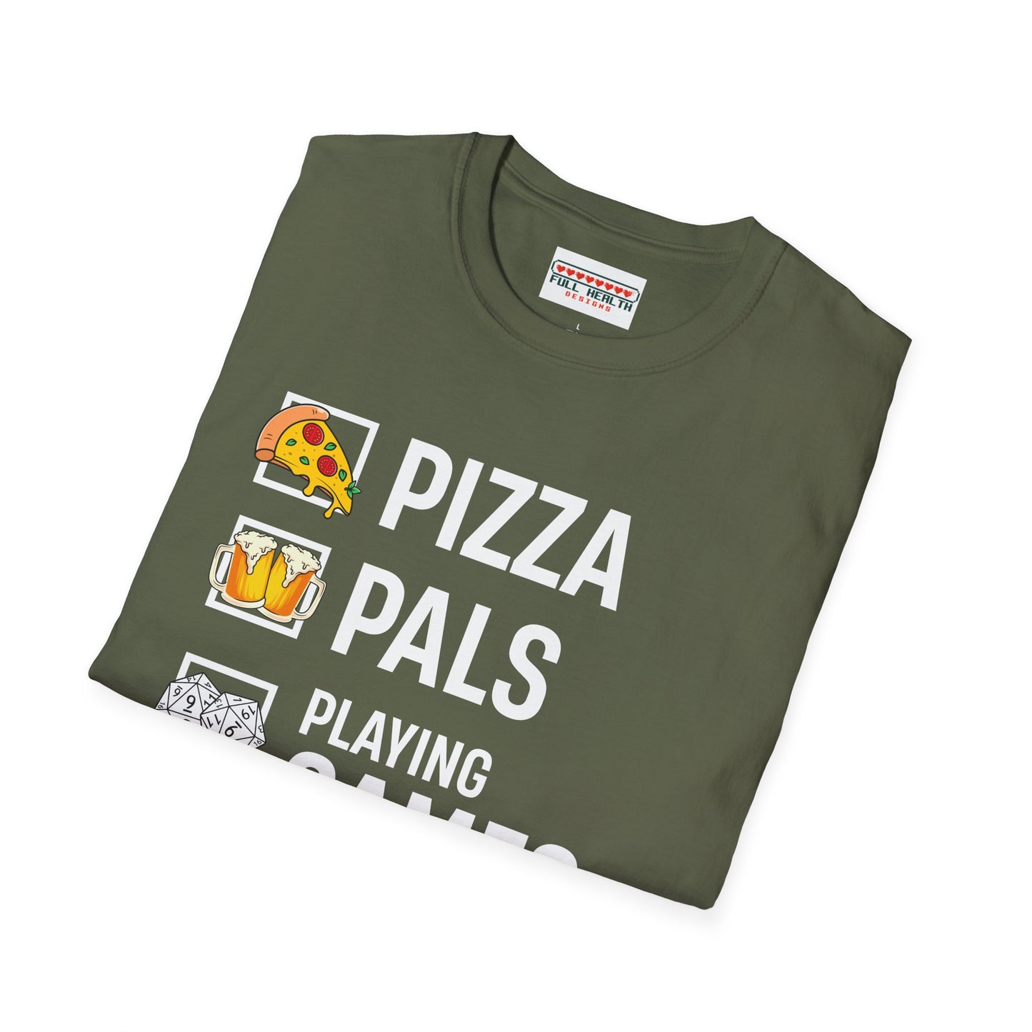Pizza, Pals, Playing Games, Perfect - Softstyle T-Shirt for Men and Women