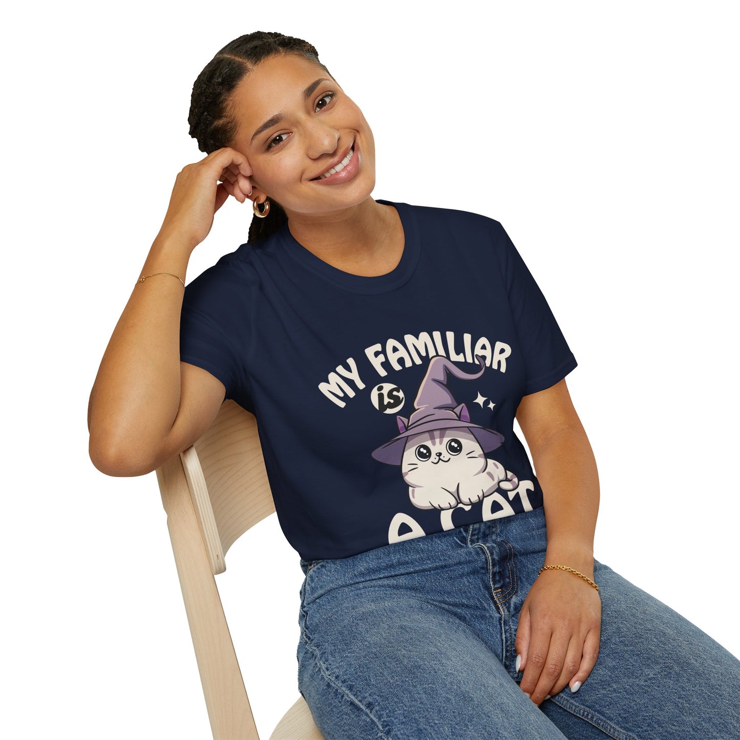 My Familiar is a Cat - Softstyle T-Shirt for Men and Women