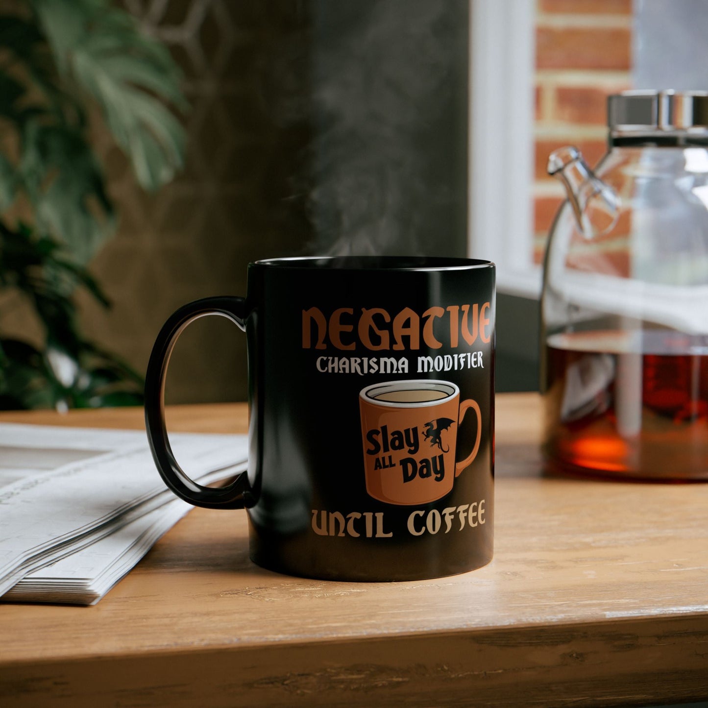 'Negative Charisma Modifier' Coffee Cup - DnD Dungeons and Dragons RPG Humor for Gamers Printify