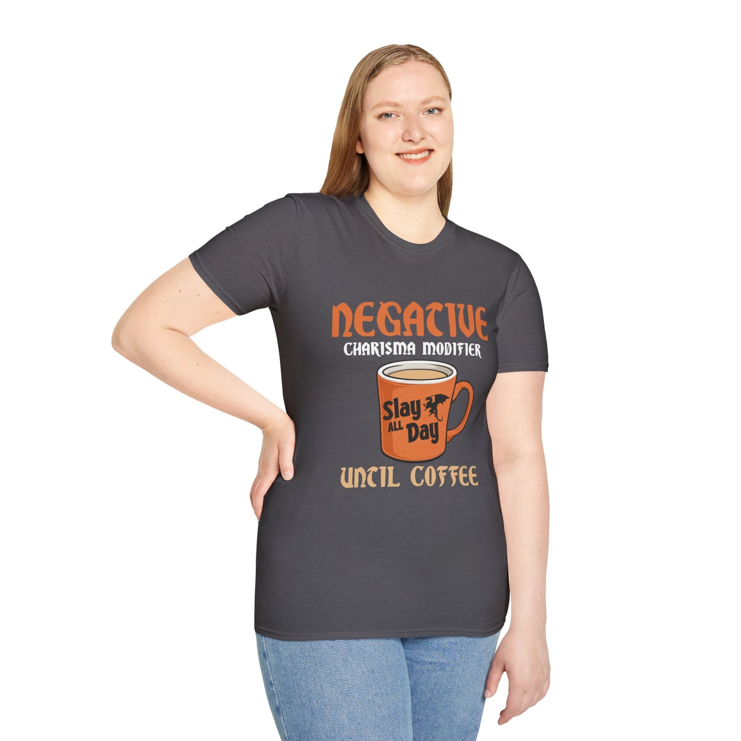Negative Charisma Modifier Until Coffee - Softstyle T-Shirt for Men and Women