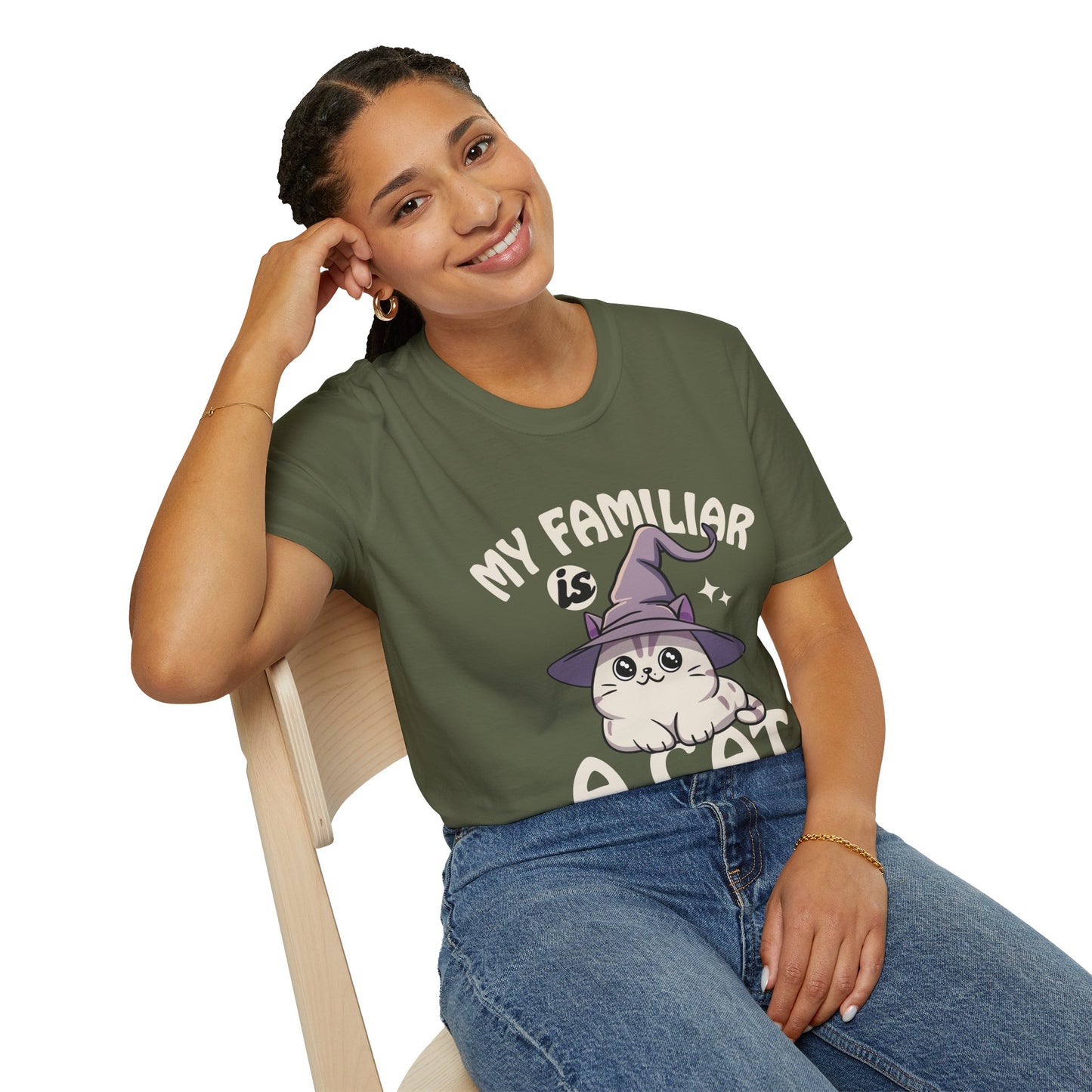 My Familiar is a Cat - Softstyle T-Shirt for Men and Women
