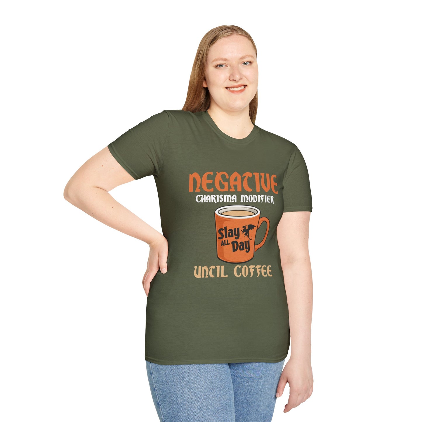 Negative Charisma Modifier Until Coffee - Softstyle T-Shirt for Men and Women
