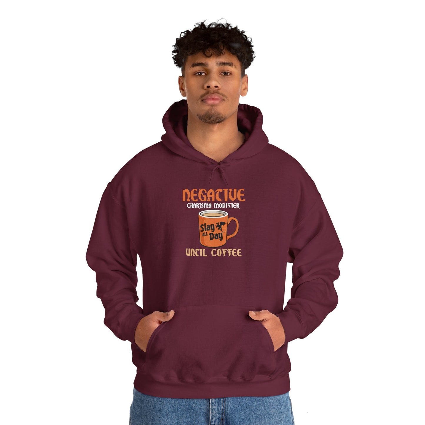 Negative Charisma Modifier Until Coffee - Heavy Blend™ Hooded Sweatshirt for Men and Women