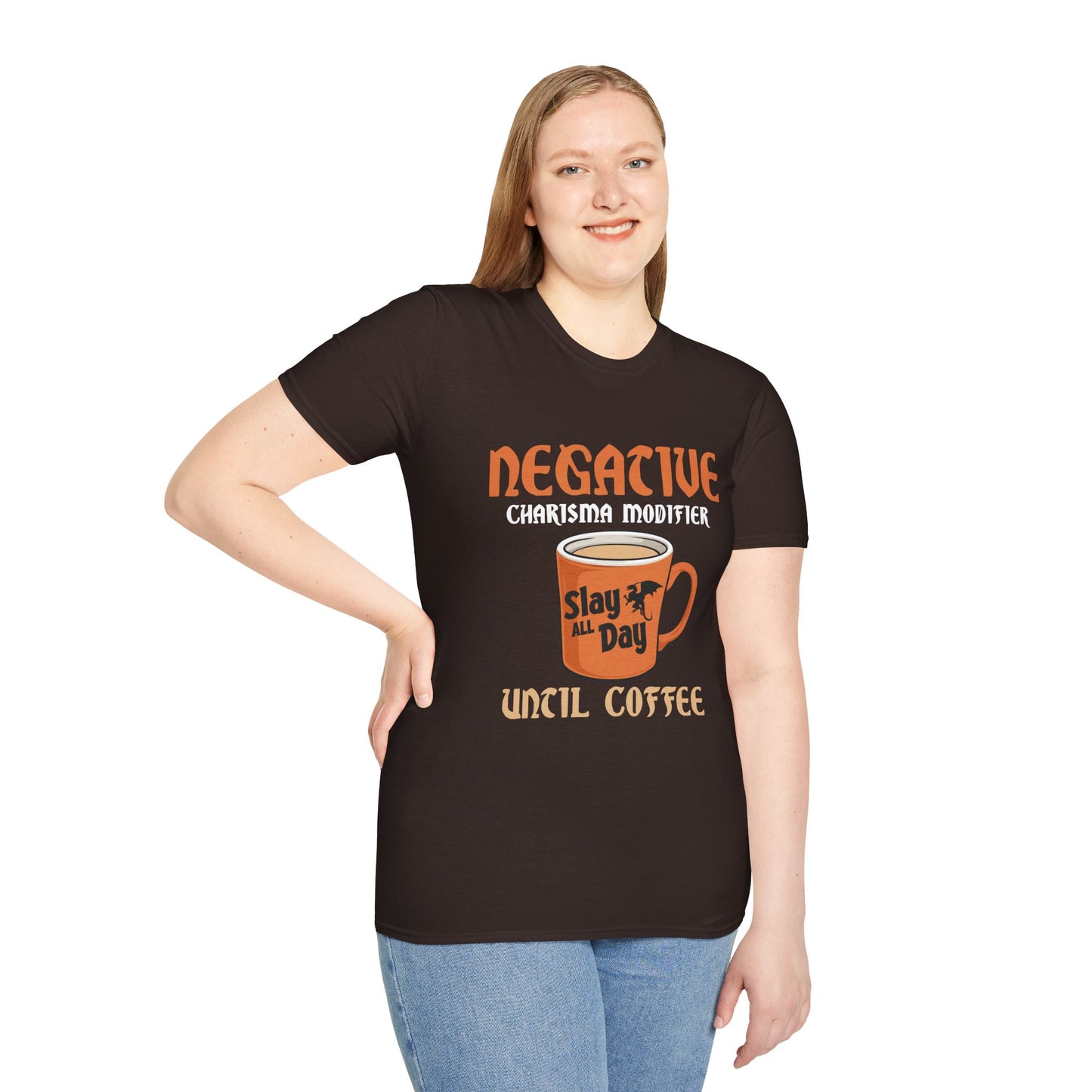 Negative Charisma Modifier Until Coffee - Softstyle T-Shirt for Men and Women