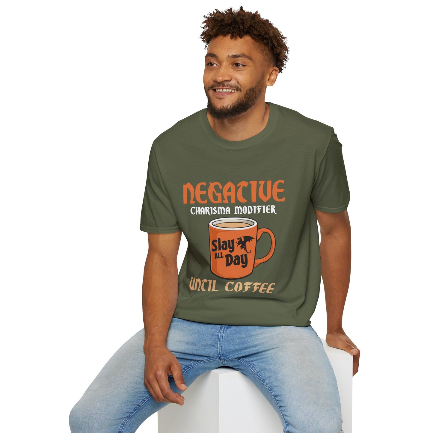 Negative Charisma Modifier Until Coffee - Softstyle T-Shirt for Men and Women