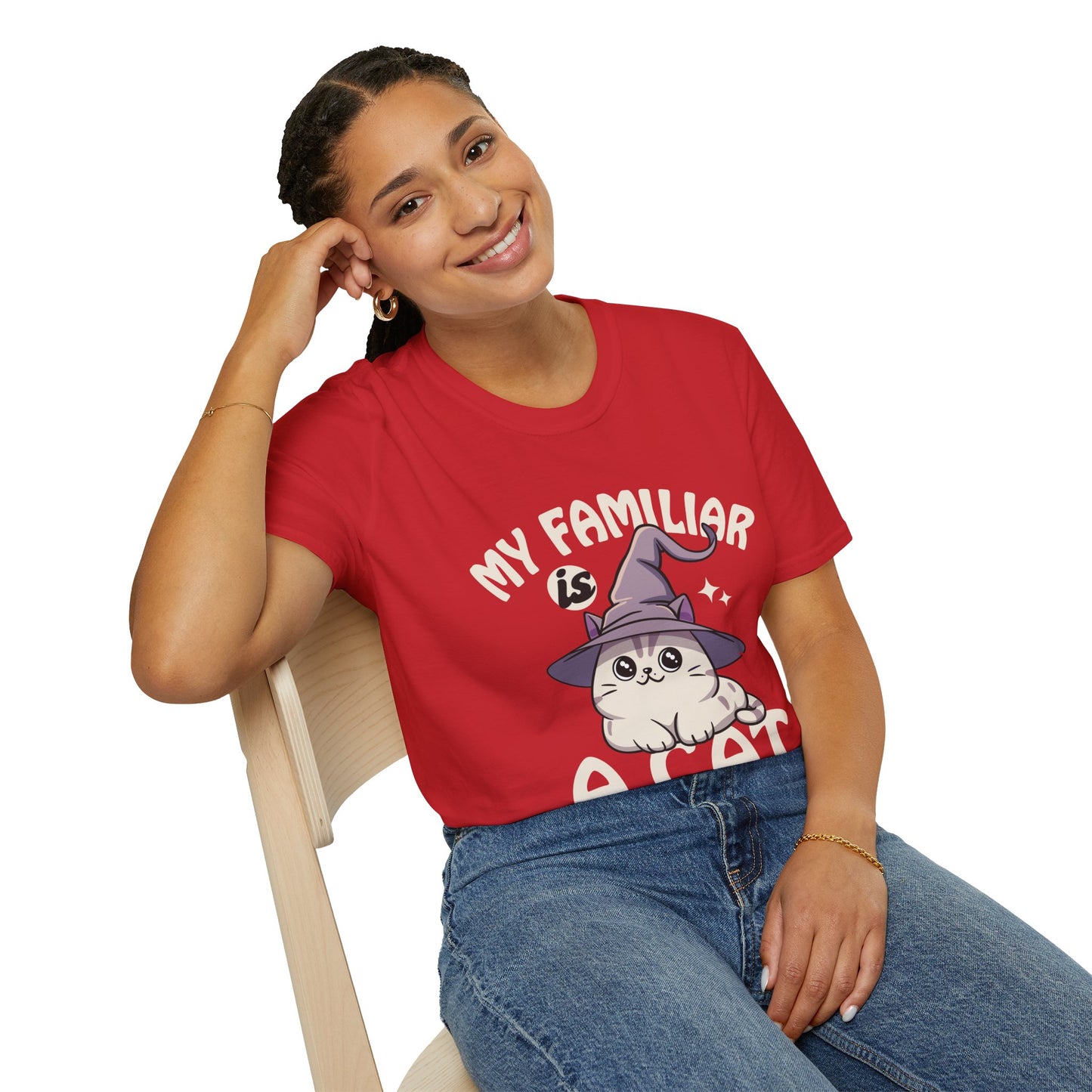 My Familiar is a Cat - Softstyle T-Shirt for Men and Women