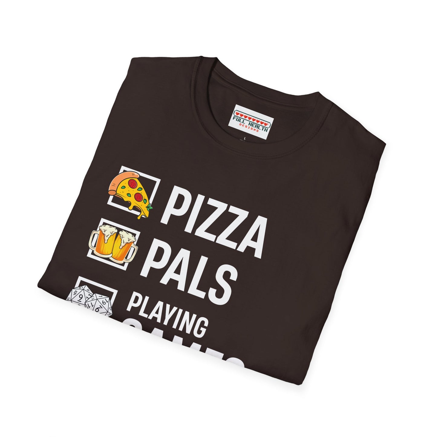 Pizza, Pals, Playing Games, Perfect - Softstyle T-Shirt for Men and Women